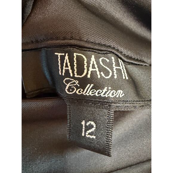 Tadashi Skirt 12 Shiny Satin Black Pencil Knee Length Stretch Classic Party - Picture 5 of 6